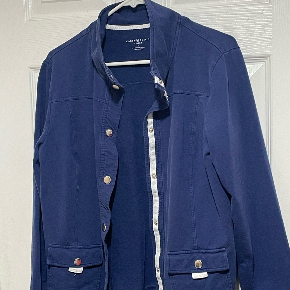 Karen Scott Navy Jacket with Silver Accents